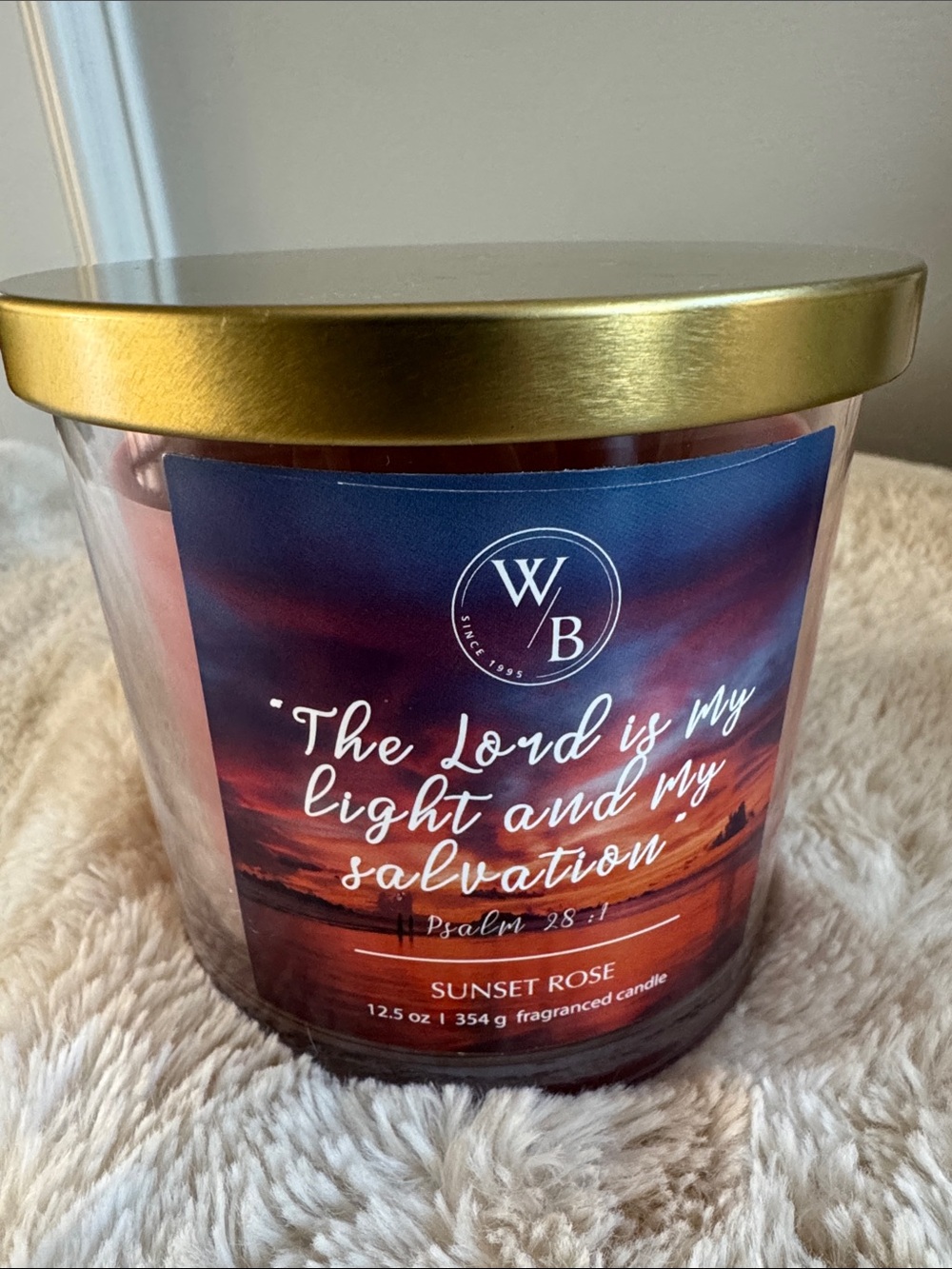 Sunset Rose Scented Candle with Gold Lid - Rose/Orange